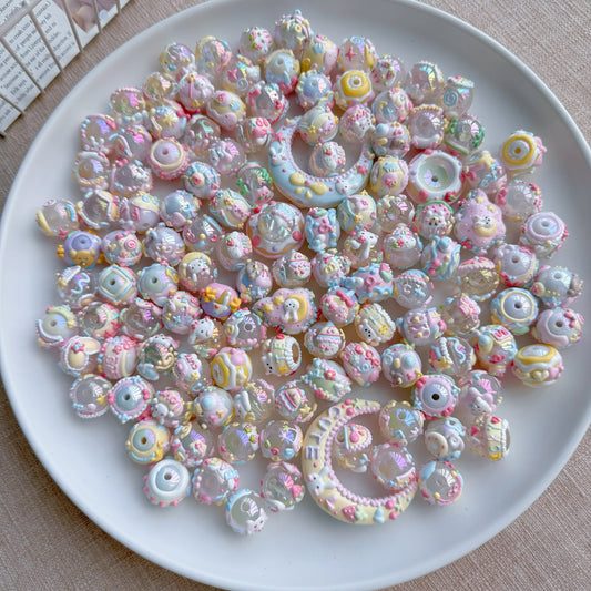 Macaron Color Mixed Hand-Painted Beads